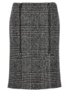 Tom Ford High-waisted Knee-length Fitted Houndstooth Skirt In Blackwhite