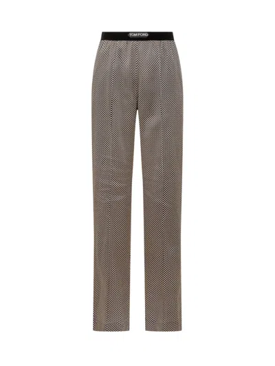 Tom Ford Blackwhite Straight Elasticated Pants In Gray