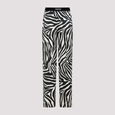 TOM FORD BLACKWHITE ZEBRA SILK PANTS