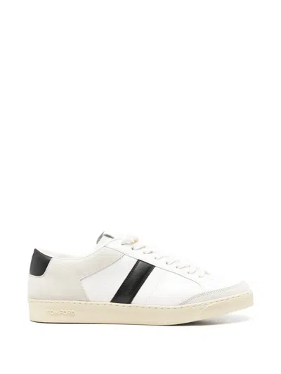 Pre-owned Tom Ford Blake Panelled Leather Sneakers In White