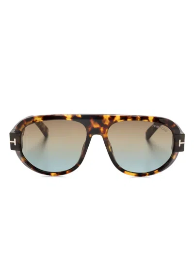 Tom Ford Blake Pilot-frame Sunglasses In 褐色