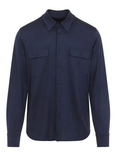 Tom Ford Bland Military Shirt In Dark Blue