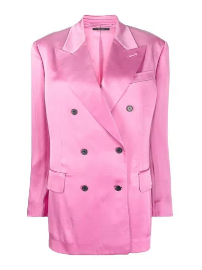 Tom Ford Pink Double-breasted Blazer In Nude & Neutrals