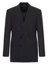 Tom Ford Slim-fit Double-breasted Wool-crepe Suit Jacket In Black