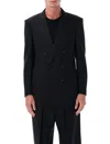Tom Ford Double-breasted Blazer In Broken Twill In Black