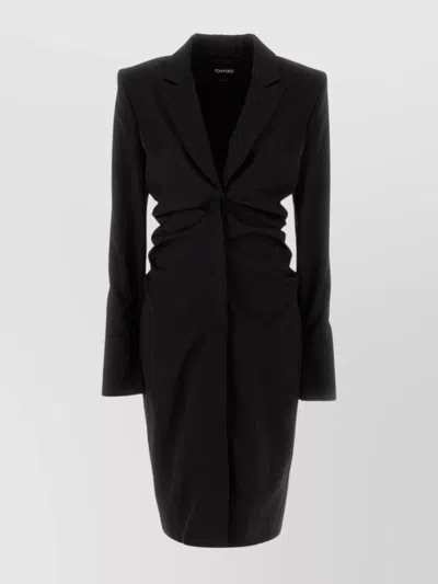 TOM FORD BLAZER DRESS WITH DRAPINGS AND RUCHED DETAILING