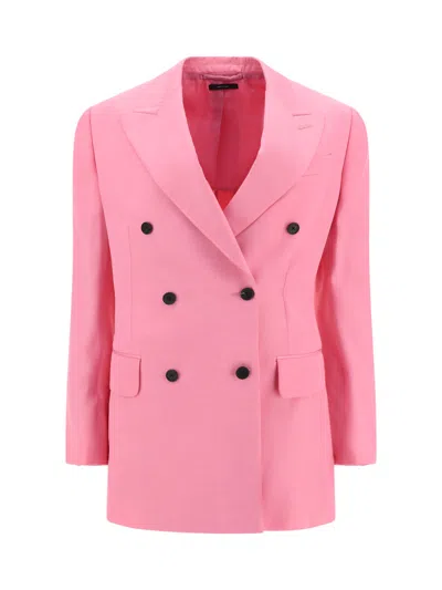 Tom Ford Double-breasted Tailored Blazer In Pink