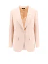 Tom Ford Single-breasted Wool-blend Blazer Jacket In Pink