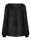 Tom Ford Flowy Silk Georgette Blouse In Black
