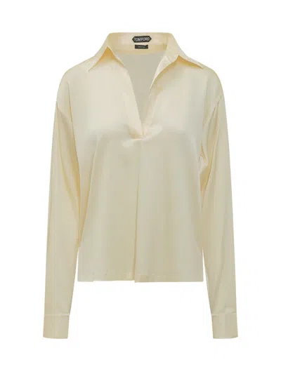 Tom Ford Blouse With V-neck And Collar In Yellow