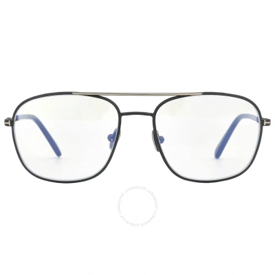 Tom Ford Blue Block Navigator Men's Eyeglasses Ft5830-b 001 54 In Black / Blue