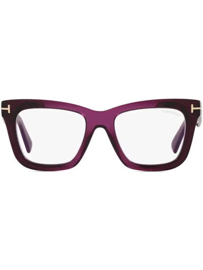 Tom Ford Blue Block Square-frame Glasses In Violett