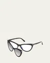Tom Ford Blue Light Block Cat Eye Ladies Eyeglasses Ft5896-b 001 56 In Black