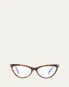 Tom Ford Blue Blocking Acetate & Plastic Cat-eye Glasses With Clip-on Sun Lenses In Brown