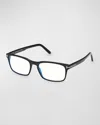 Tom Ford Blue Blocking Acetate Rectangle Glasses In Black