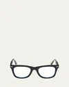 Tom Ford Blue Blocking Acetate Square Glasses With Clip-on Sun Lenses In Sblk
