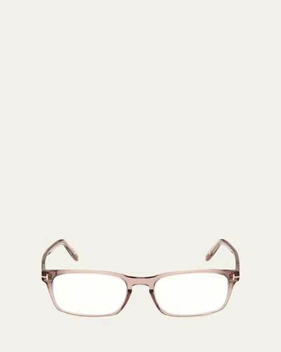 Tom Ford Blue Blocking Keyhole Acetate Rectangle Glasses