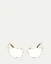 Tom Ford Blue Blocking Metal Cat-eye Glasses In Shiny Rose Gold Shiny Havana