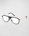 Tom Ford Blue Blocking Mixed-media Aviator Sunglasses In Shiny Black Blue Block Lenses