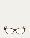 Tom Ford Blue Blocking Rounded Acetate Cat-eye Glasses In Havana And Pink/t Logo