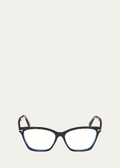 Tom Ford Blue Blocking Sleek Acetate Cat-eye Glasses In Multi