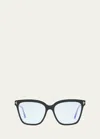 Tom Ford Blue Blocking Two-tone Acetate Square Glasses In Black