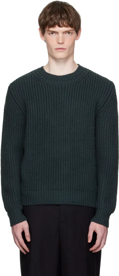 TOM FORD BLUE CASHMERE WOOL HALF STITCH SWEATER