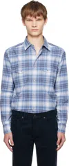 Tom Ford Slim-fit Checked Cotton-poplin Shirt In Blue