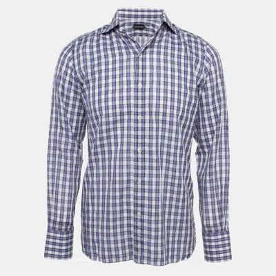 Pre-owned Tom Ford Blue Checked Cotton Long Sleeve Shirt M