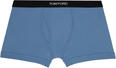 Tom Ford Blue Cotton Boxer Briefs In Mid Blue