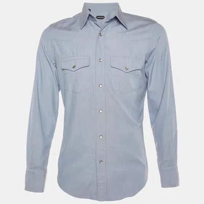 Pre-owned Tom Ford Blue Cotton Button Front Shirt M
