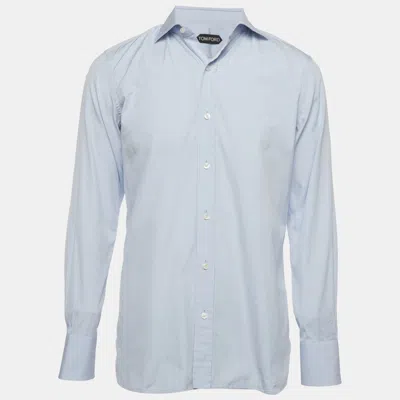 Pre-owned Tom Ford Blue Cotton Long Sleeve Button Up Shirt M