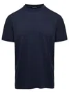 Tom Ford Blue Crew Neck T-shirt With Embroidered Logo In Cotton Blend Man In Blue
