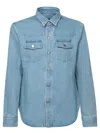Tom Ford Light Blue Western Panel Shirt With Flap Pockets In Blue