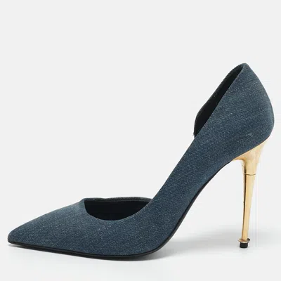 Pre-owned Tom Ford Blue Denim Pointed Toe D'orsay Pumps Size 37