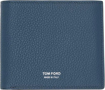 Tom Ford Blue Grain Leather Classic Bifold Wallet