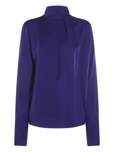 TOM FORD BLUE HIGH-NECK TOP