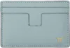 Tom Ford Blue Horizontal Grained Leather T Line Card Holder In Sky Blue