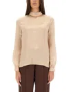 Tom Ford Light Brown Solid Mock Collar Top