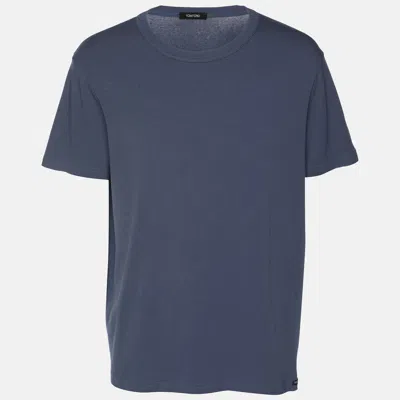 Pre-owned Tom Ford Blue Jersey Crew Neck T-shirt Xxl