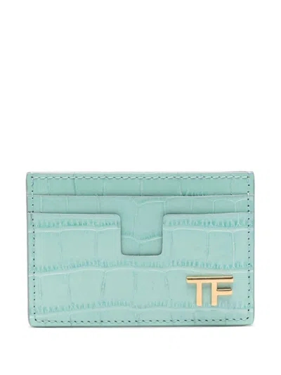 Tom Ford Blue Leather Credit Card Case For Women In Purple