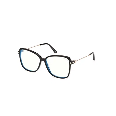 Tom Ford Blue Light Block Browline Ladies Eyeglasses Ft5953-b 001 55 In Brown