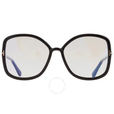 Tom Ford Blue Light Block Butterfly Ladies Eyeglasses Ft5845-b 001 56 In Black / Blue