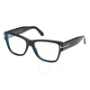 Tom Ford Blue Light Block Butterfly Ladies Eyeglasses Ft5878-b 001 55 In Black / Blue