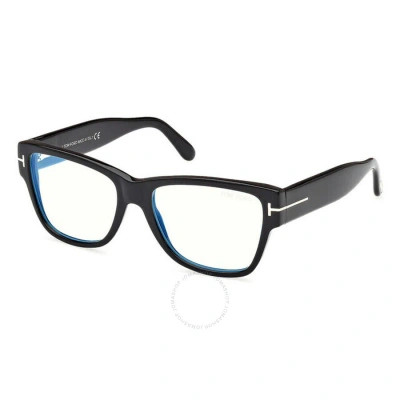 Tom Ford Blue Light Block Butterfly Ladies Eyeglasses Ft5878-b 001 55 In Black / Blue