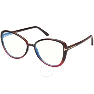 Tom Ford Blue Light Block Butterfly Ladies Eyeglasses Ft5907-b 055 55 In Brown