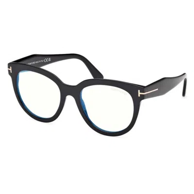 Tom Ford Blue Light Block Butterfly Ladies Eyeglasses Ft5987-b 001 52 In Black