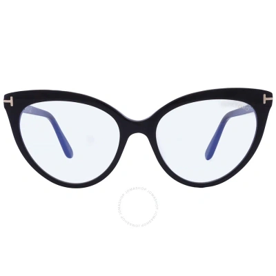 Tom Ford Blue Light Block Cat Eye Ladies Eyeglasses Ft5674-b 001 54 In Black / Blue