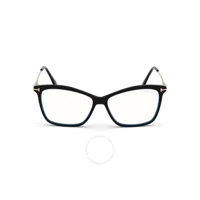Tom Ford Blue Light Block Cat Eye Ladies Eyeglasses Ft5687-b 001 56 In Two Tone/black
