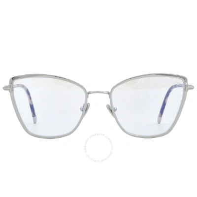 Tom Ford Blue Light Block Cat Eye Ladies Eyeglasses Ft5740-b 016 54 In Shiny Palladium